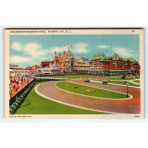 Vintage Marlborough-Blenheim Hotel Atlantic City NJ Linen Postcard - Picture 1 of 2